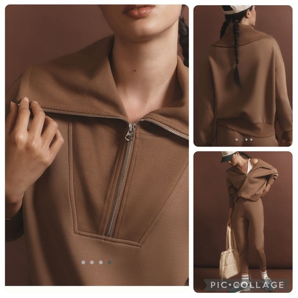 NWT new medium Anthropologie Varley Catherine half zip sweatshirt cedar brown - Picture 12 of 17